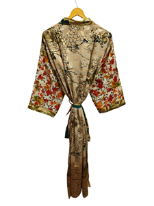Couvre-bikini kimono d'été pour femme, robe longue de nuit, kimono sari vintage en soie recyclée fait à la main, - Product Image 3