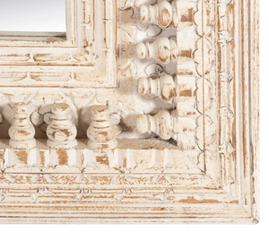 Indian Wooden Handicrafts Art and Decor Hand Carved Mirror,White Polished <b>Wall</b> <b>Hanging</b> <b>Hanging</b> <b>Wall</b> Decorative Mirror with <b>Boho</b> - Product Image 2