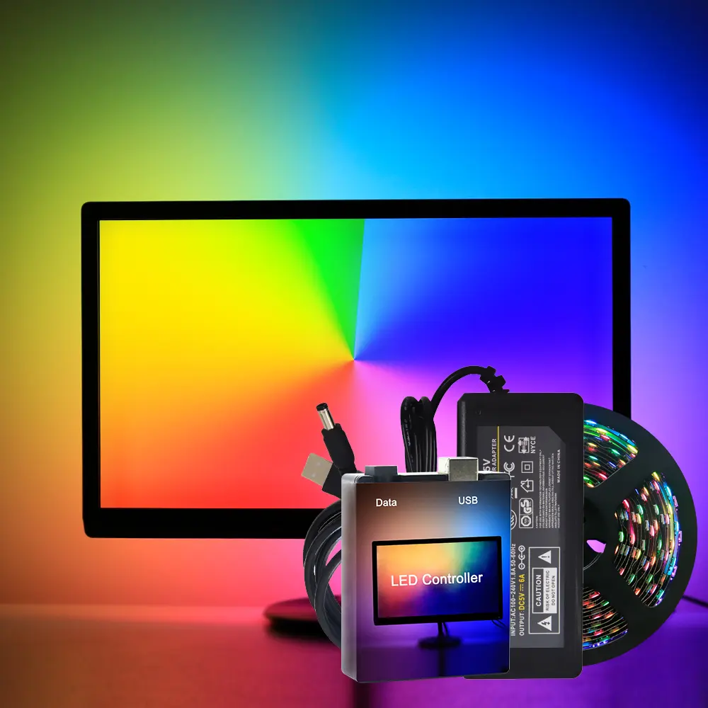 RGBIC LED Strip 5V USB Ambibox In LED Strip Light 5050 RGB Dream Color Ambient TV Kit For Desktop PC Screen Background Lighting