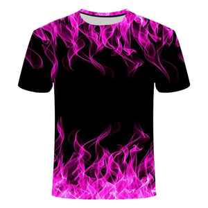 Colorful <b>Flame</b> 3D Printed Men's Round Neck Short Sleeve T <b>Shirt</b> Casual Breathable Knitted Fabric - Product Image 2