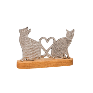 Sculpture en forme de cœur en métal fini argenté au design moderne fait à la main Décoration intérieure écologique pour table de bureau ou villa intérieure - Product Image 3