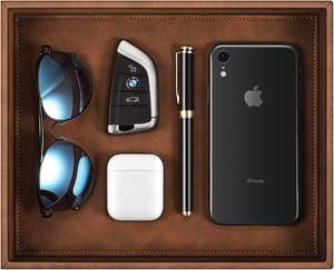 Leather Jewelry Rectangular Organizer Desk Organizer Tray Compartment Multi-Functional Study <b>Table</b> <b>Bedside</b> Tray - Product Image 5