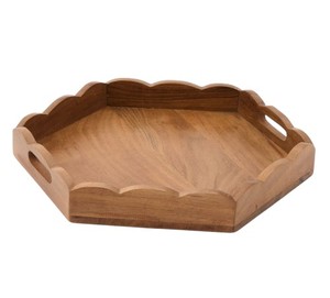 High Quality New Durable Wooden <b>Tray</b> <b>With</b> <b>Handle</b> classic Pattern Designer Shaped Solid Wooden Made Polished Wooden Serving <b>Tray</b> - Product Image 6