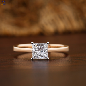 แหวนเพชร1.04กะรัต TDW ลายเจ้าหญิงตัดแบบโซลิแทร์โรสโกลด์แบบย้อนกลับการตั้งค่า IGI ได้รับการรับรองจากแล็บหินสำหรับงานแต่งงาน - Product Image 1