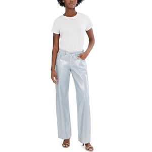 Nueva llegada: Jeans desgastados de color azul claro con efecto blanqueado personalizado para mujer, pantalones holgados de pierna recta, hechos en Bangladesh. - Product Image 5
