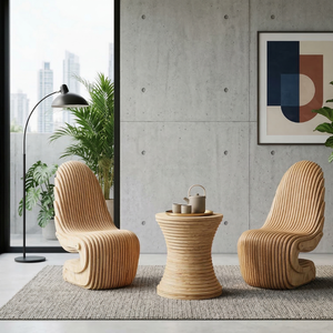 Conjunto de Mesa y Sillas Cantilever de Madera Impermeable y Ecológico Moderno para Uso en Exteriores y Sala de Estar - Product Image 3