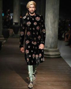 Traje de Pantalón Sherwani Chudidar para Hombre, Diseño 2022, Hermoso Bordado Colorido, Corte Entallado, con Zapatos a Juego, Transpirable - Product Image 1