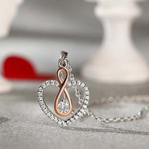 Jeulia "You Complete Me" <b>Infinity</b> Heart Sterling Silver Diamond <b>Necklace</b> - Product Image 5
