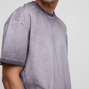 T-shirts personnalisés pour hommes délavés à l'acide 100% coton Streetwear vierge poids lourd vieilli surdimensionné Boxy Fit T-shirt pour hommes - Product Image 3