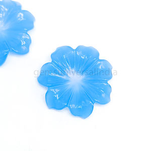 Perles de pierres précieuses sculptées en forme de fleur de calcédoine bleue naturelle breloques en pierre de calcédoine de 30mm perles de sculpture pour la fabrication de bijoux - Product Image 4