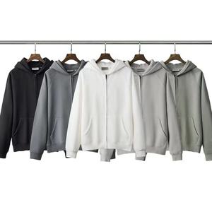 เสื้อฮู้ดมีซิปผ้าฟลีซโอเวอร์ไซส์สำหรับผู้ชายเสื้อฮู้ดผ้าฝ้ายสีทึบกำหนดเองได้100% - Product Image 1