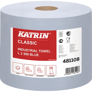 Katrin Classic L 2 L360xB220ca. Toallas de Taller Azules de 2 Capas VPE, Rollo de 2 Piezas ELOS, para Limpieza y Pulido - Product Image 3