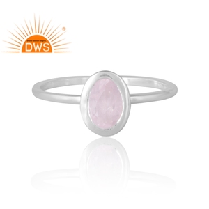 Nuevo diseño de patrón 925 anillo de piedras preciosas de cuarzo rosa Natural de plata joyería personalizada para mujer regalo para ella - Product Image 3