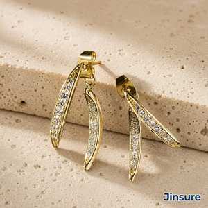 Orecchini pendenti a croce a due vie in ottone da donna, geometrici, con pendente anteriore e posteriore, gioielli di moda per fidanzamento - Product Image 1