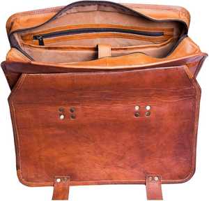 World Craft Impex 100% Genuine Leather 15 Inch Double Strip Messenger Bag Super Quality <b>Laptop</b> <b>Covers</b> 100% Genuine <b>Laptop</b> <b>Covers</b> - Product Image 5