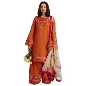 Elegante Traje de Verano para Mujer, Conjunto de Tres Piezas con Pantalones Acampanados, Camisa Bordada, Dupatta de Organza, Ropa Ligera para Fiesta - Product Image 5