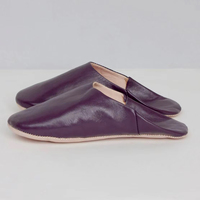 Chaussures babouches marocaines en cuir véritable pour femmes, légères, douces et chaudes pour l'intérieur, couleur violette, automne-hiver