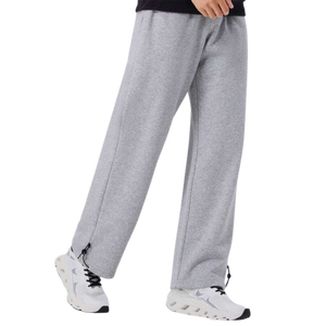 Joggers con dobladillo ajustable gris claro, pantalones para hombre, tela de lana pesada lavada con cordón en la cintura, pantalones de calle informales - Product Image 1