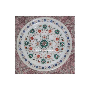 Plaque décorative ronde en marbre incrusté de designer indien de meilleure qualité polie pour la décoration d'hôtel et de maison au prix le plus bas - Product Image 1