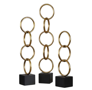 Nuevo y Elegante Juego de 3 Esculturas Decorativas de Metal Chapado en Oro de Alta Calidad para el Hogar y el Dormitorio de Hotel - Product Image 1