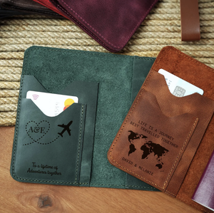 Porta Pasaportes de Cuero Personalizado, Regalo de Despedida, Cartera de Viaje, Estuche para Pasaporte de Cuero con Monograma, Regalo Personalizado para Él - Product Image 3
