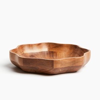 Bol à fruits en bois d'acacia sculpté à la main, design mignon, bol à salade naturel, écologique, durable, passe au lave-vaisselle, idéal pour les aliments