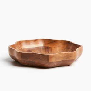 Best Selling Handmade Round Natural Acacia <b>Wood</b> <b>Fruit</b> <b>Bowl</b> Salad Eco-Friendly Durable Kitchen Use - Product Image 3