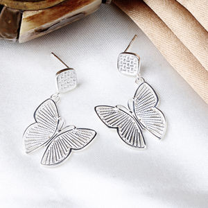 Butterfly Shaped 925 <b>Sterling</b> <b>Silver</b> Drop Earring for Her Designer <b>Silver</b> Earring Jewelry for Her Wholesaler Manufacturer - Product Image 2