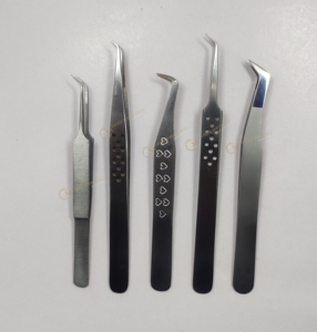 แหนบสแตนเลสปลายเรียวยาว90องศาอุปกรณ์ติดขนตาปลอมแบบโค้งมนปรับแต่งได้ - Product Image 3