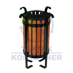 Wooden Coated Outdoor Dustbin with Ashtray Park Garden Decorative Waste Bins Turkish Manufacturer Turkey