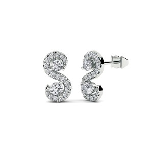 Pendientes de diseñador con diamantes de corte redondo en espiral, diamante cultivado en laboratorio de 0.20 ct en platino, regalo de aniversario de boda - Product Image 2