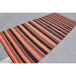 Alfombra turca vintage Bohemia roja negra 4,9x12,1 pies clásica gran área de lana de látex de retazos para pasillo alfombra rectangular para habitación - Product Image 2