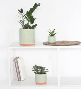 Ensemble de pots de fleurs élégants en céramique émaillée, porte-plantes décoratifs d'intérieur durables avec un design minimaliste moderne - Product Image 3