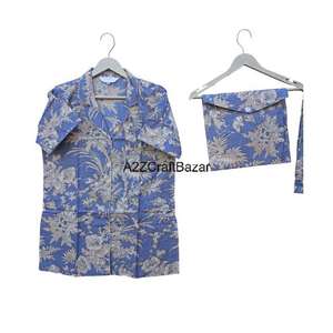 100% Pure Floral Print Shorts <b>Pajama</b> Set <b>Women</b> Digital Printed Luxury Vintage Cotton Breathable <b>Summer</b> Night Wear Casual - Product Image 6