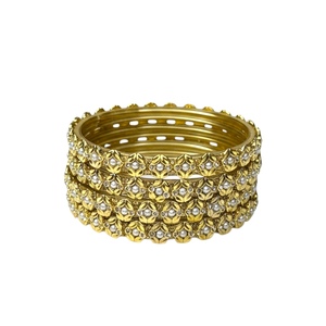 Modern Premium Trendy Flower <b>Pearl</b> <b>Gold</b> Plated Glass Bangle Wedding Wear Assorted Sizes High Demand Ready to Ship for Women - Product Image 5