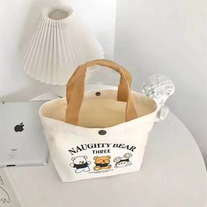 Eco Friendly Cotton <b>Canvas</b> Lady Fashion Vintage Tote Bag Reusable Heavy Duty Durable Custom Logo Shopping Travel Carry Bag - Product Image 3