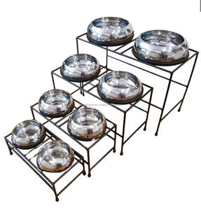 Mangeoire pour animaux de compagnie surélevée à pattes noires demi-rondes Bol pour chat moderne, support d'alimentation à double tube métallique Mangeoire pour animaux de compagnie, Design moderne, Mangeoire pour animaux de compagnie - Product Image 1