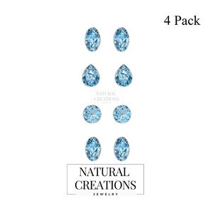 925 argent pour topaze bleue poire naturelle coupe ovale papillon serrure boucles d'oreilles Style classique lunette réglage Pack 4 cadeau de fête - Product Image 2