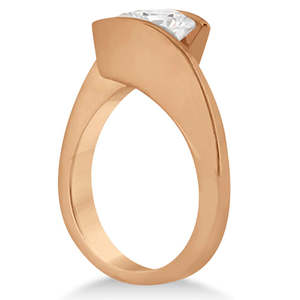 18K Rose Gold Fine <b>Jewelry</b> <b>Set</b> Tension <b>Set</b> Diamond Engagement Ring & Band <b>Bridal</b> <b>Set</b> - Product Image 4