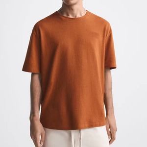 Camisetas de algodón de tela suave de colores personalizados para hombre, camisetas de manga corta con cuello redondo y top de gran tamaño, camisetas personalizadas para hombre - Product Image 2