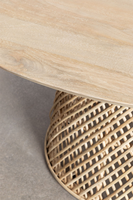 Nouveau design!!! VINTAGE BOHO TABLE À MANGER RONDE PLIANTE EN BOIS ROTIN FAIT MAIN-TABLE BASSE RONDE