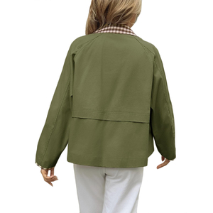 Custom High Quality Canvas <b>Jacket</b> For Women Breathable Design Turn Down Collar <b>Zip</b> <b>up</b> <b>Jackets</b> For Women - Product Image 2