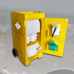 Heavy Duty 100L Oil Spill Response Kit Chemical Absorbent Cart Wheeled Spill Control Bin for Industrial Safety - Product Image 3