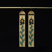À la mode à la main bohème polychromatique carré verre perles de rocaille balancent losange frangé goutte boucles d'oreilles gland femmes boucles d'oreilles