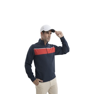 Pull-over personnalisé de golf léger à fermeture éclair quart tissu doux design élégant vêtements de sport décontractés pour hommes - Product Image 1