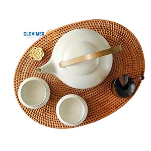 Top New Design Vintage Bohemian Eco-Friendly <b>Rattan</b> Oval <b>Placemat</b> Handcrafted Wedding Home Decor - Product Image 1