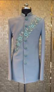 Moda deslumbrante 2024 novio Sherwani y pantalón con bordado colorido cuentas de cristal y adornos Dabka para boda - Product Image 2