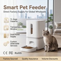 Distributeur automatique de nourriture pour animaux de compagnie en forme de bouteille de 7 L avec fenêtre transparente et bol en acier inoxydable – Vente directe usine en gros