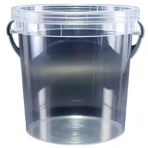 Doorzichtige 5 Gallon Emmer & Deksel Met Handvat Transparant Duurzaam Pp Plastic Food Grade Materiaal Rond Kristalhelder Groothandel