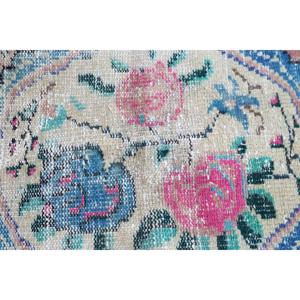 Alfombra Turca Vintage con Detalles en Azul Camuflaje, 2.9x5.3 pies, de Lana - Product Image 5